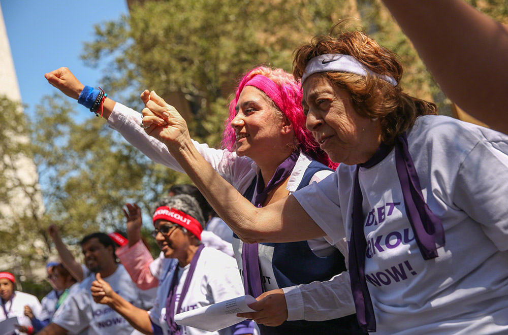 Civil society demonstration outside the UN's headquarters